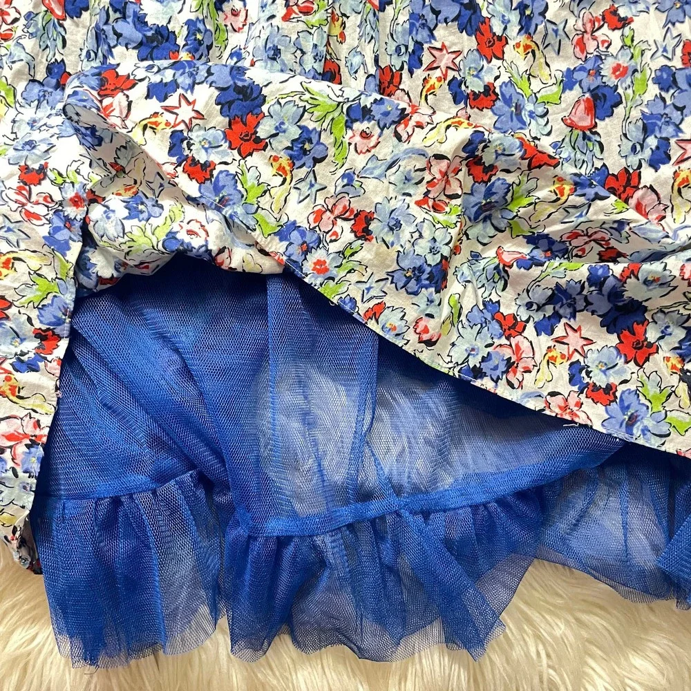 Abercrombie & Fitch Watercolor Floral & Tulle Thin Strap Summer Dress Size Small - Picture 8 of 12